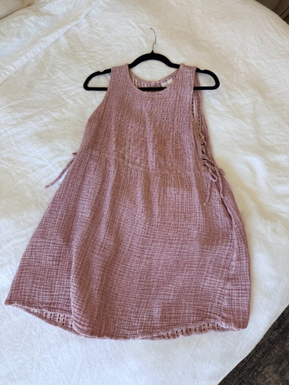 4our Dreamers Linen & Cotton Red and White Dress, Petite Medium